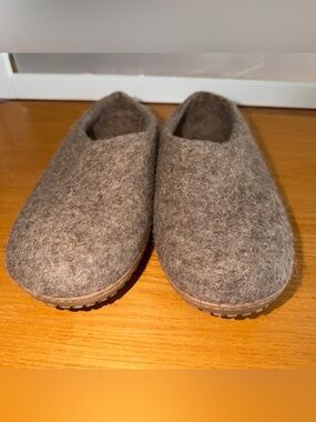 HS Handmade Felted Wool Slippers Brown EU 38 US 8 Nepal